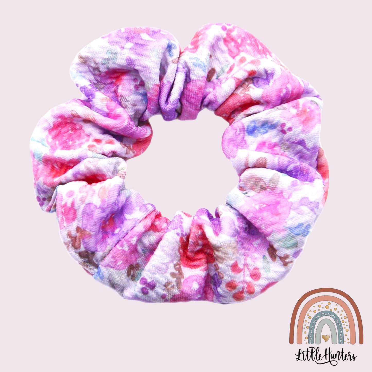 Pink Floral Scrunchies