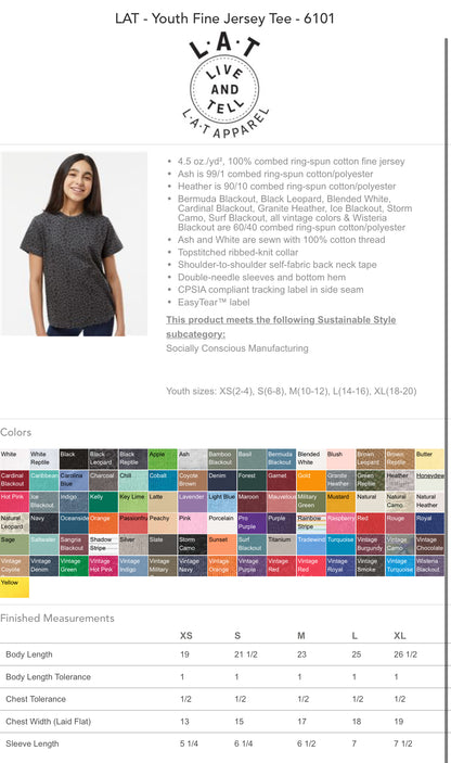Kids/Youth sizing charts