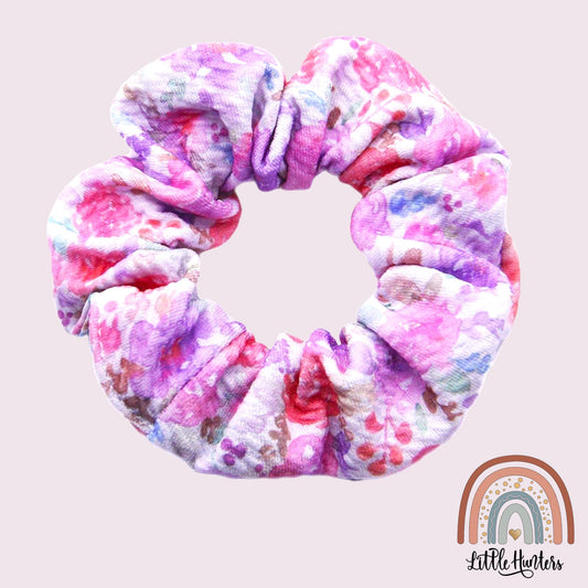 Pink Floral Scrunchies
